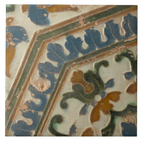 Repro Spanish Geometric Azulejos Floral Green Tile