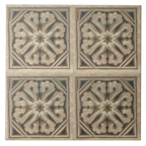 Repro Spanish Maure Floral Pattern Faux relief Til Ceramic Tile