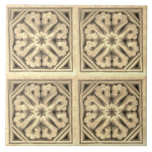 Repro Spanish Maure Floral Pattern Faux relief Til Ceramic Tile