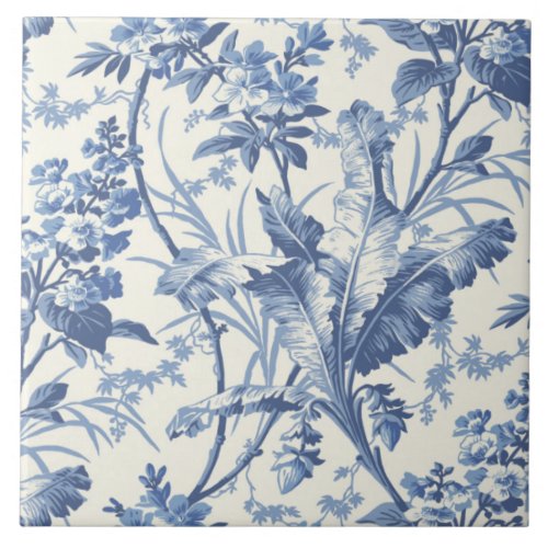 Repro Traditional Floral Blue Delft Ceramic Tile