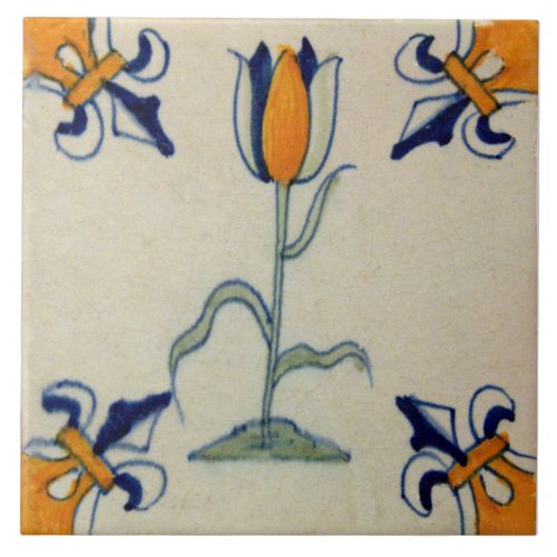 Repro Traditional Yellow Tulip Delft Tile