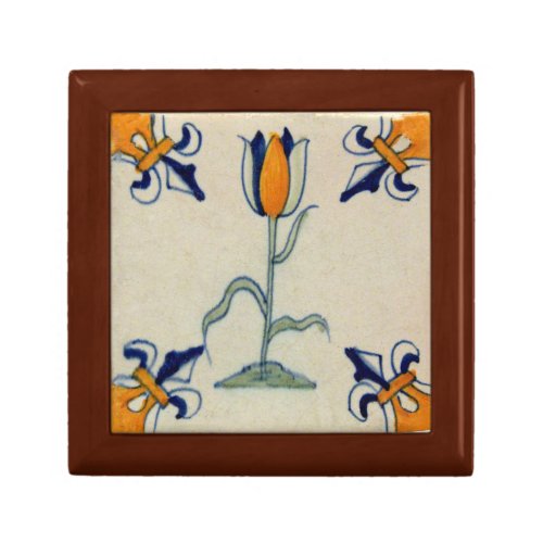 Repro Traditional Yellow Tulip Delft Tile Gift Box