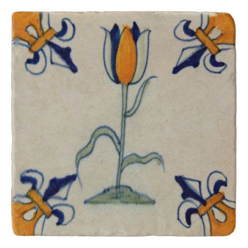 Repro Traditional Yellow Tulip Delft Tile Trivet