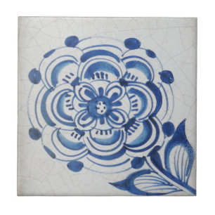 Repro Victorian blue and White Flower Tile