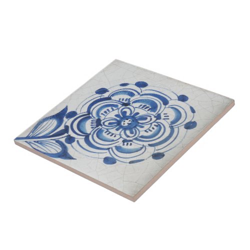 Repro Victorian blue and White Flower Tile