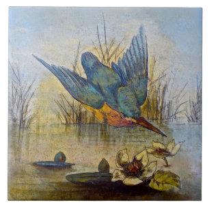 Repro Victorian Handpainted Bird Tile Design