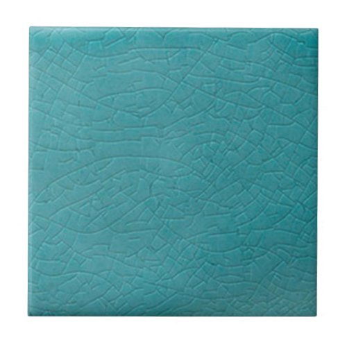 Repro Victorian Turquoise Blue Solid Crazed Ceramic Tile