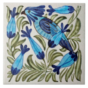 Repro Vintage Antique De Morgan Cockatoo Bird Ceramic Tile