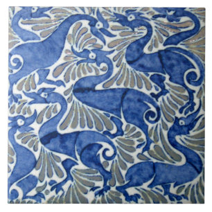 Repro Vintage Blue Ducks De Morgan tiles