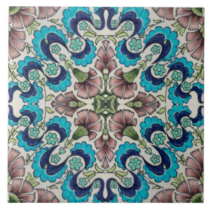 Repro Vintage Blue Maroon Floral De Morgan tiles
