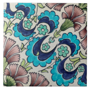 Repro Vintage Blue Maroon Floral De Morgan tiles