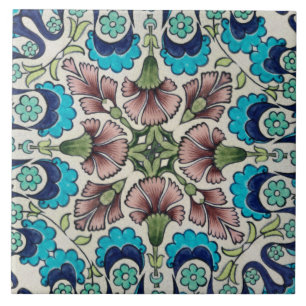 Repro Vintage Blue Maroon Floral De Morgan tiles