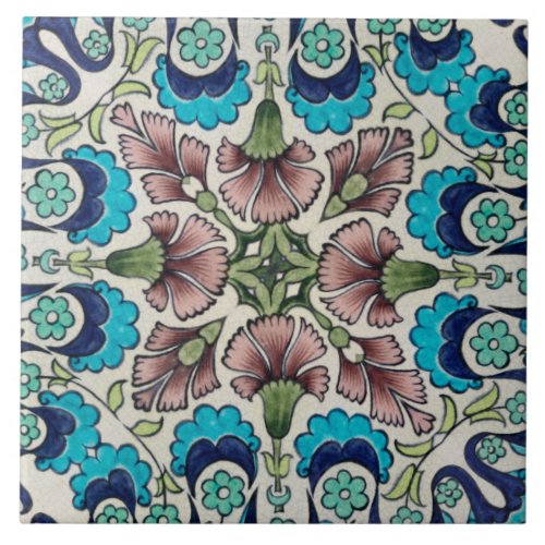 Repro Vintage Blue Maroon Floral De Morgan tiles