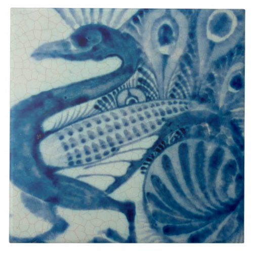 Repro Vintage Blue peacock Bird De Morgan tiles