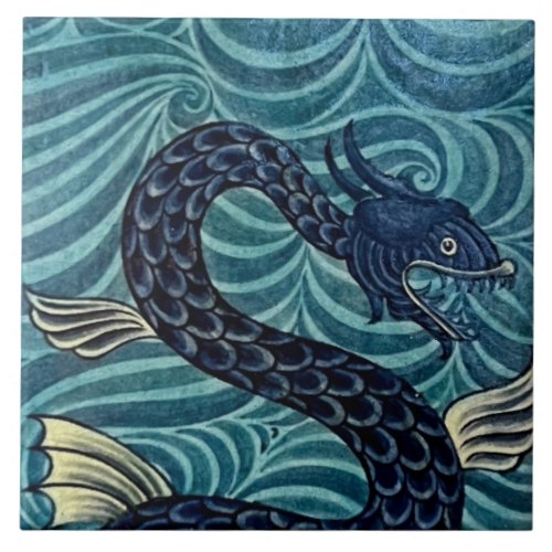 Repro Vintage Blue Seahorse De Morgan tiles