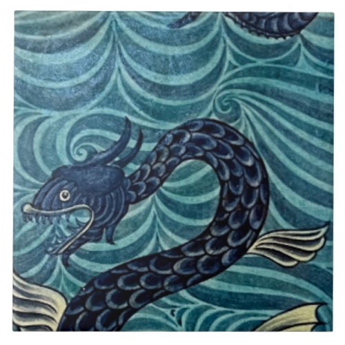 Repro Vintage Blue Seahorse De Morgan tiles