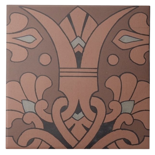 Repro Vintage Geometric Ancient Greek Floral Tile (Front)