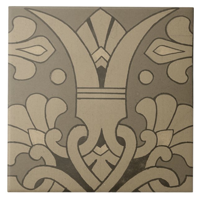 Repro Vintage Geometric Ancient Greek Floral Tile (Front)