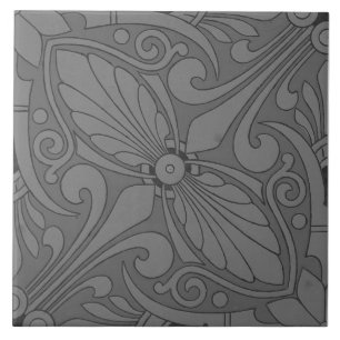 Repro Vintage Geometric Ancient Greek Gray Ceramic Tile