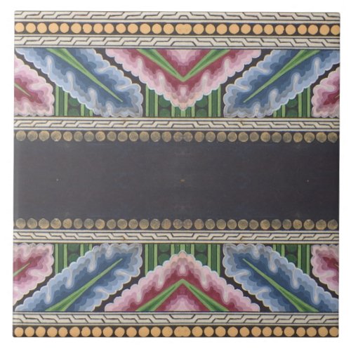 Repro Vintage Geometric Colorful Grecian Floral Ceramic Tile