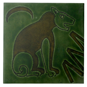 Repro Vintage Green Lion Bird De Morgan tiles