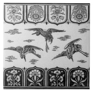 Repro Vintage Minton Black and White English Tile