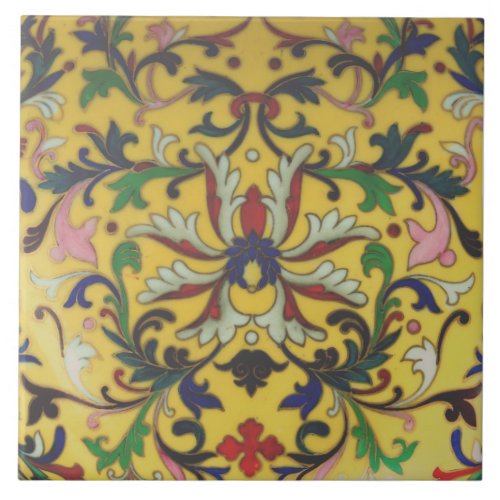 Repro Vintage Minton Yellow Floral English Tile