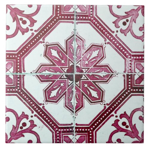 Repro Vintage Pink and White Majorca Tile
