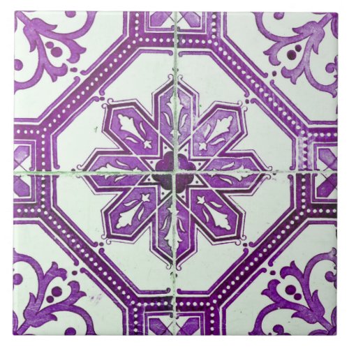 Repro Vintage Purple and White Majorca Tile