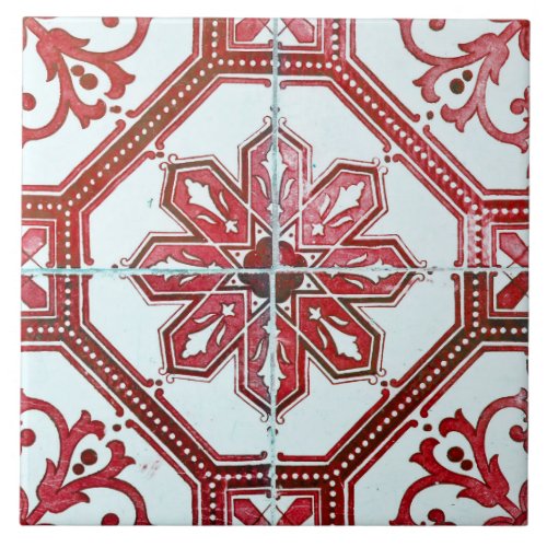 Repro Vintage Red and White Majorca Tile