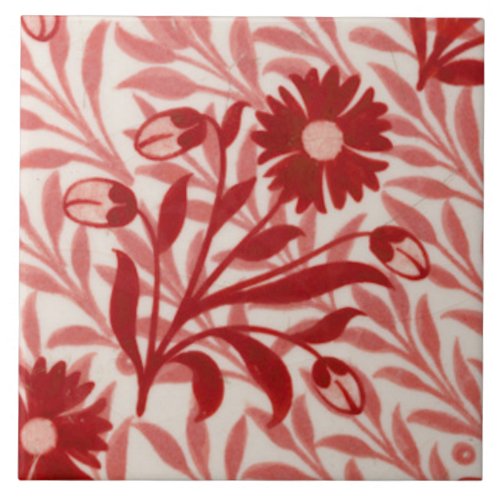 Repro Vintage red flowers De Morgan tiles