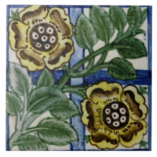 Repro Vintage Rose Trellis Floral De Morgan tiles