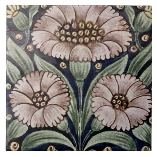 Repro Vintage White Roses Floral De Morgan tiles