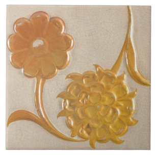 Repro Vintage yellow sunflowers De Morgan tiles