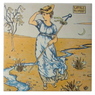 Repro Walter Crane Bo Peep Nursery Rhyme Ceramic Tile