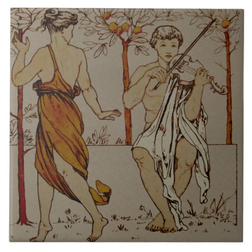 Repro Wedgwood Classical Orange Grove Violin Music Ceramic Tile