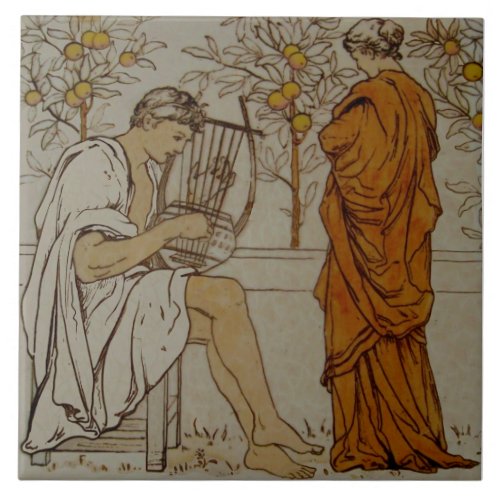 Repro Wedgwood Neoclassical Orange Grove Musicians Ceramic Tile