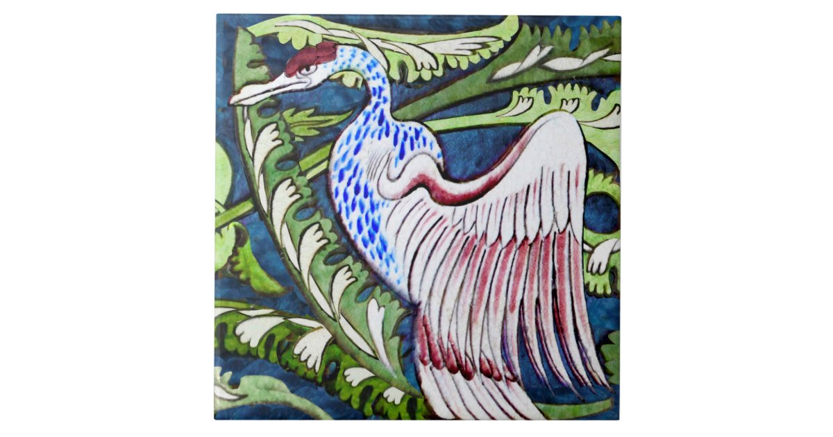 Repro Antique Whimsical Rare De Morgan Dodo Bird Ceramic Tile