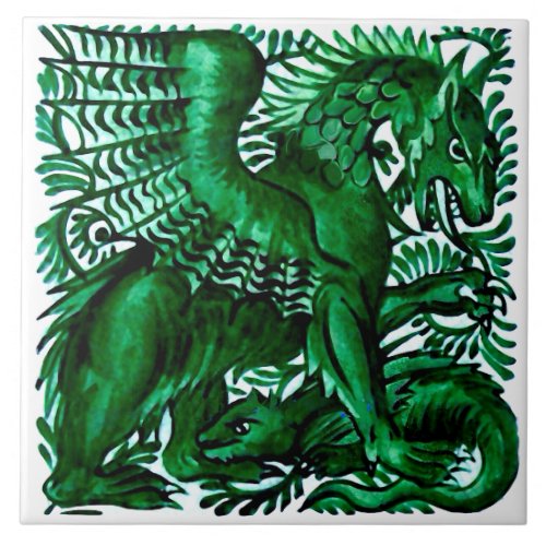 Repro Wm Morgan Green Dragons Parent  Child Ceramic Tile