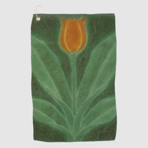 Repro Yellow Green Tulip Art Nouveau Golf Towel