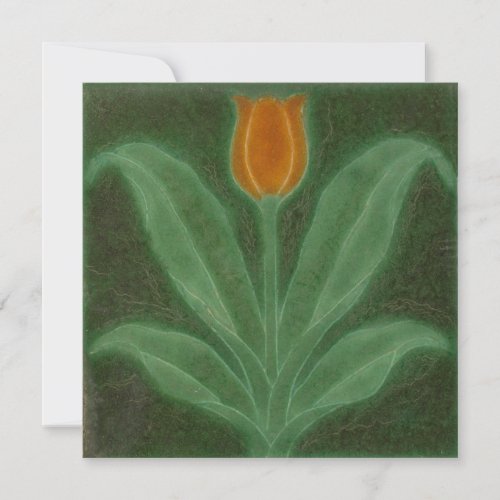 Repro Yellow Green Tulip Art Nouveau Tile Card