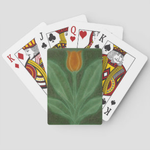 Repro Yellow Green Tulip Art Nouveau Tile Poker Cards