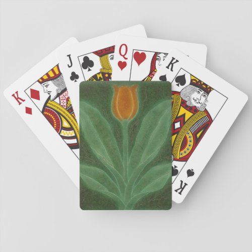Repro Yellow Green Tulip Art Nouveau Tile Poker Cards