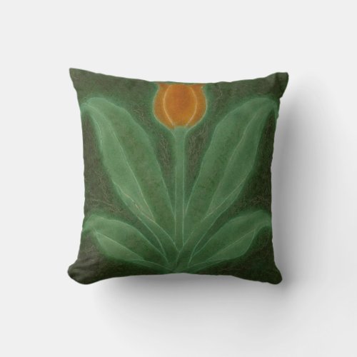 Repro Yellow Green Tulip Art Nouveau Tile Throw Pillow