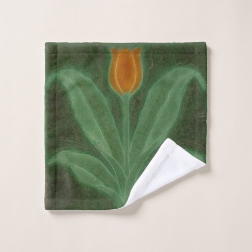 Repro Yellow Green Tulip Art Nouveau Tile Wash Cloth