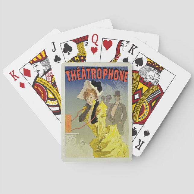 Reproduction of a poster advertising 'Theatrophone Poker Cards (Back)