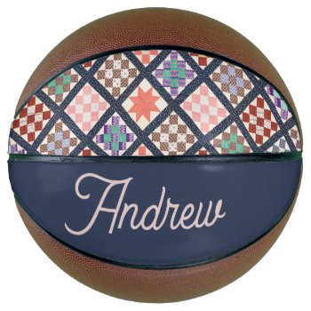 Reproduction Of A Vintage Quilt From 1886 Basketball by decodesigns at Zazzle