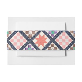 Reproduction Of A Vintage Quilt From 1886 Invitation Belly Band by decodesigns at Zazzle