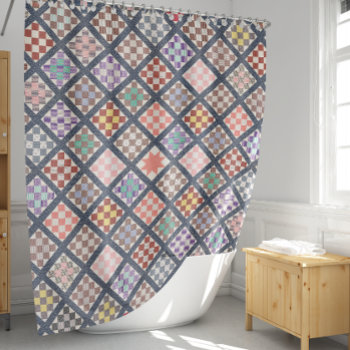 Reproduction Of A Vintage Quilt From 1886 Shower Curtain by decodesigns at Zazzle