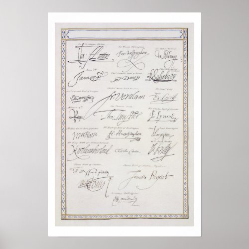 Reproduction of Signatures of the Tudors and their Poster